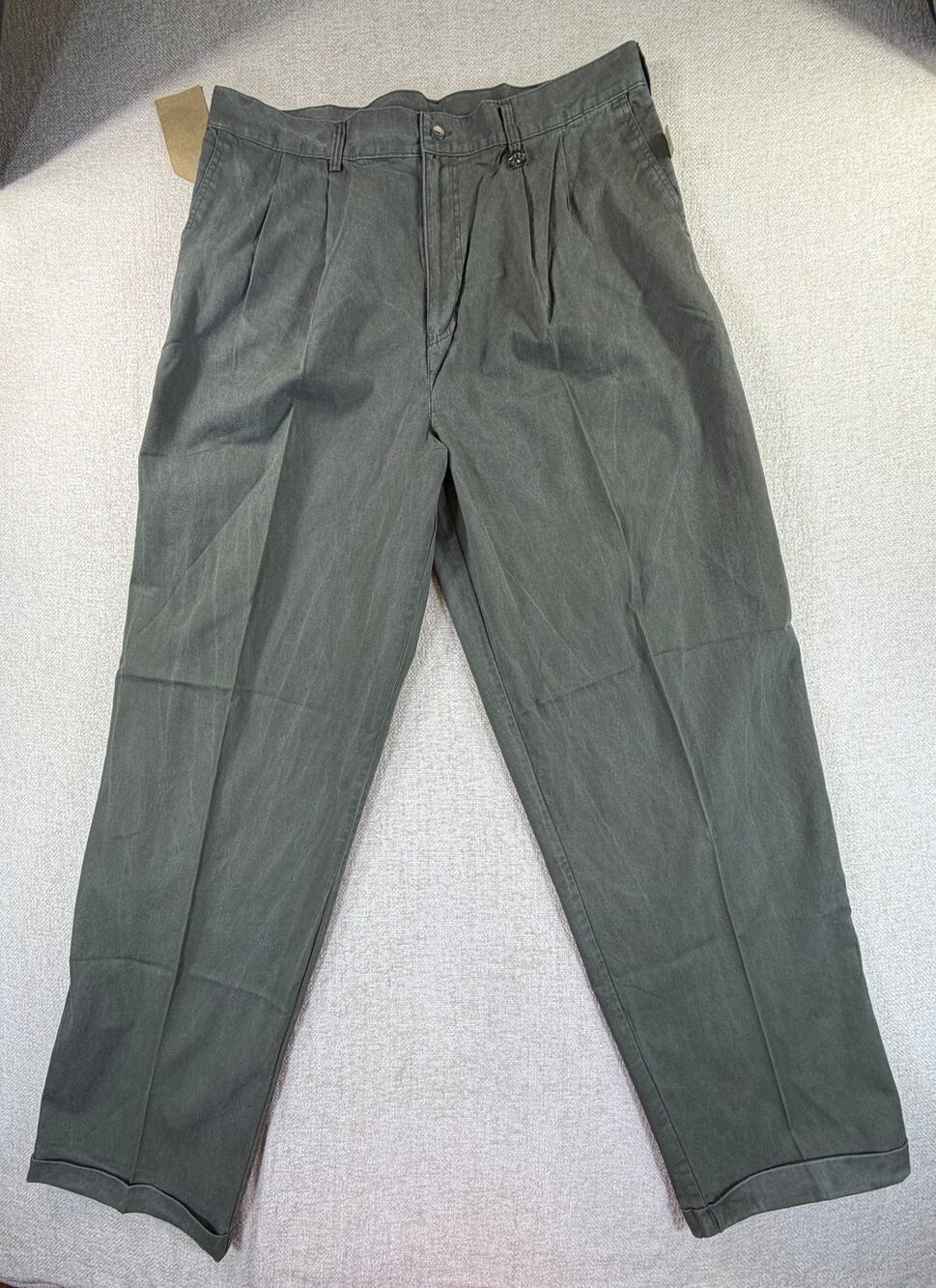 Tag Safari Men 40 Green NWT Lightweight Pleated Cuffed Chino Pants Travel Casual